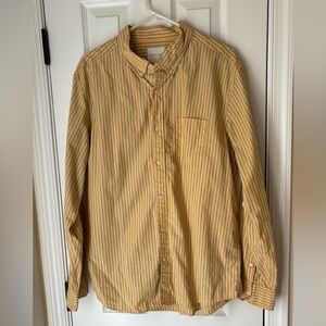 American Eagle Poplin Button Up Shirt - Natural Yellow - XL